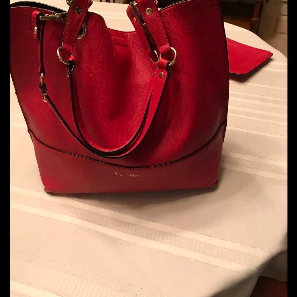 Calvin Klein reversible purse -red/black
